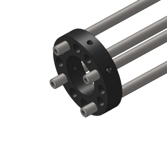 Illustration of Optical Cage System Plate with Four 6mm Support Rods